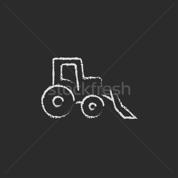 Bulldozer icône craie dessinés à la main tableau noir Photo stock © RAStudio
