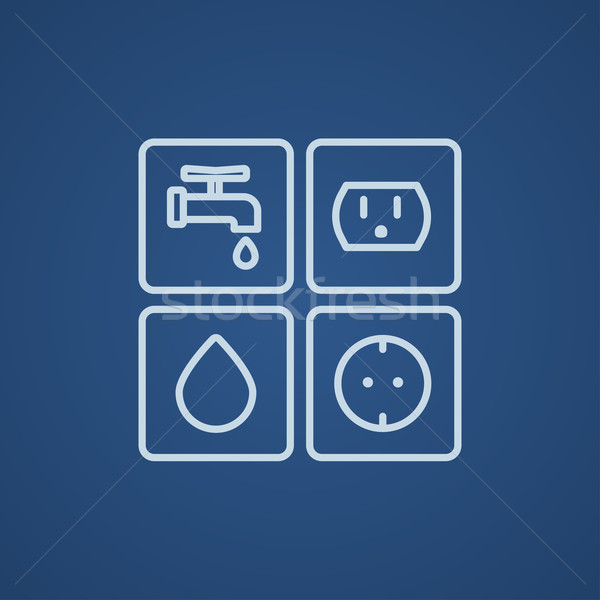 Utilities signs electricity and water line icon. Stock photo © RAStudio