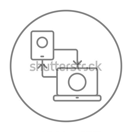 Synchronization smartphone with laptop line icon. Stock photo © RAStudio