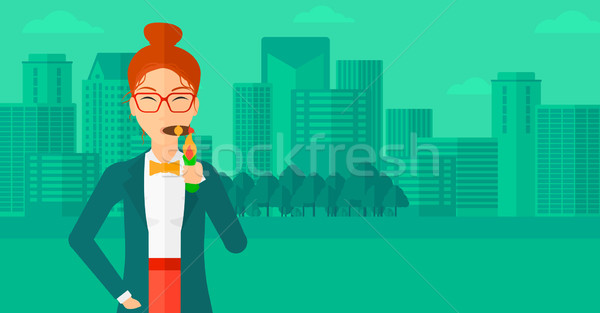 Woman smoking cigar. Stock photo © RAStudio