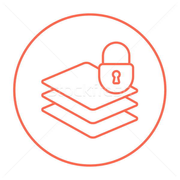 Stack of papers with lock line icon. Stock photo © RAStudio