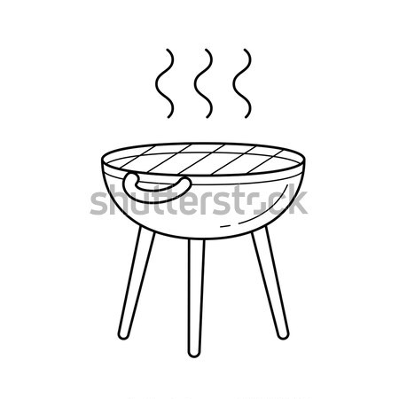 Bouilloire barbecue ligne icône web Photo stock © RAStudio