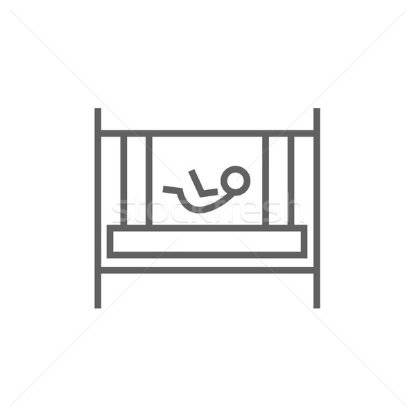 Baby laying in crib line icon. Stock photo © RAStudio