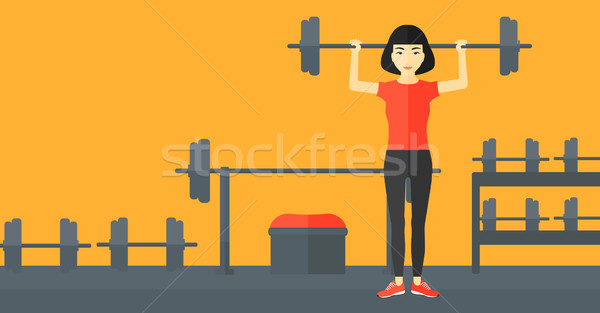 Femme barbell asian gymnase vecteur [[stock_photo]] © RAStudio