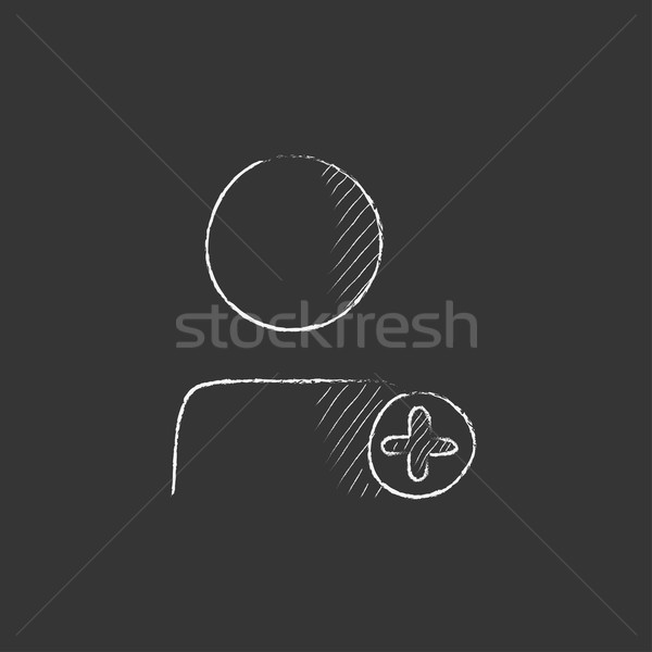 User profile with plus sign. Drawn in chalk icon. Stock photo © RAStudio