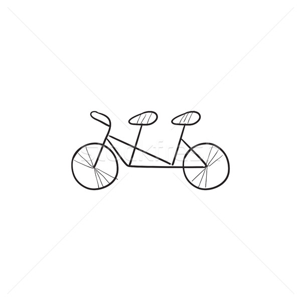 Tandem bicicletă schiţă icoană vector izolat Imagine de stoc © RAStudio