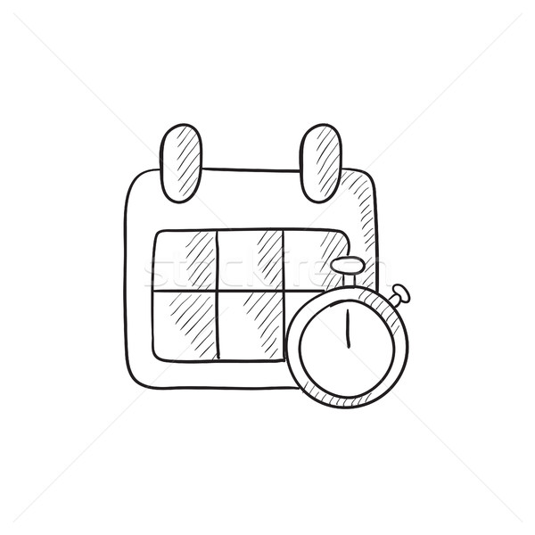 Kalender stopwatch schets icon vector geïsoleerd Stockfoto © RAStudio