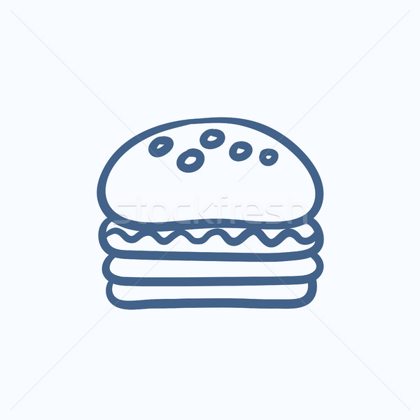 ストックフォト: ハンバーガー · スケッチ · アイコン · ベクトル · 孤立した · 手描き