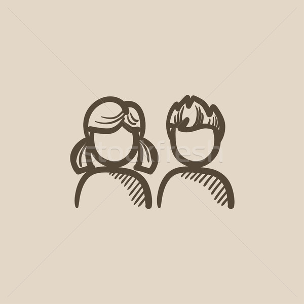 Girl and boy sketch icon. Stock photo © RAStudio
