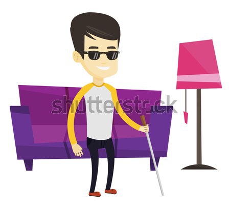 Blind woman with stick vector illustration. Stock photo © RAStudio