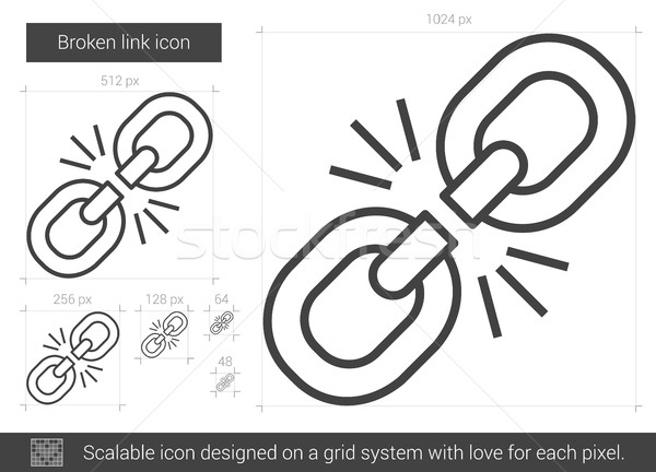 Stockfoto: Gebroken · link · lijn · icon · vector · geïsoleerd