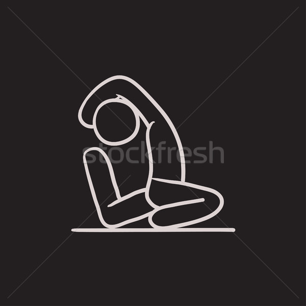 Man practicing yoga sketch icon. Stock photo © RAStudio