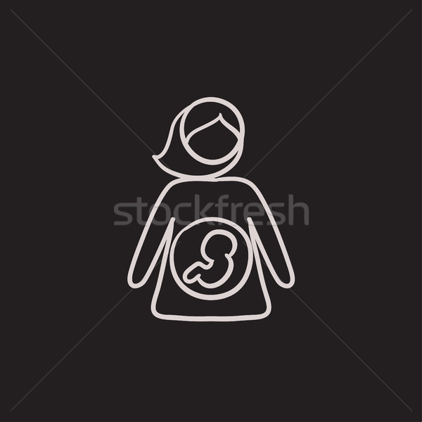 Bebé feto madre útero boceto icono Foto stock © RAStudio