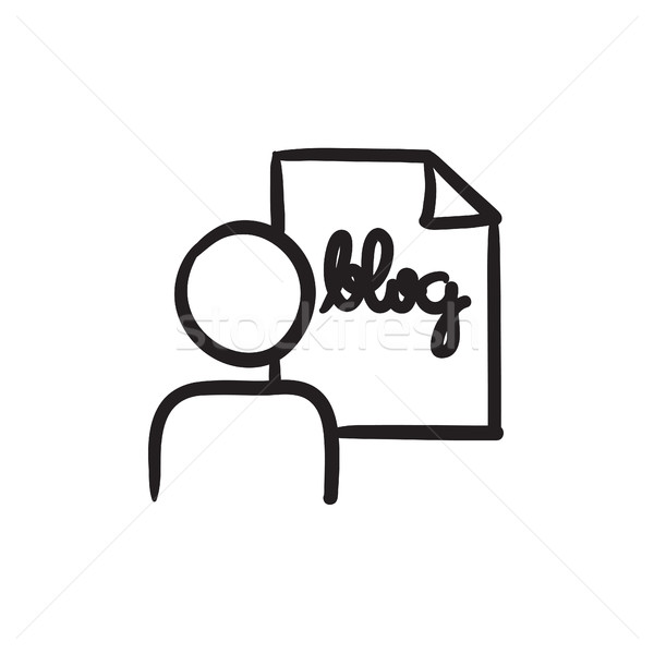 Man and sheet with word blog sketch icon. Stock photo © RAStudio