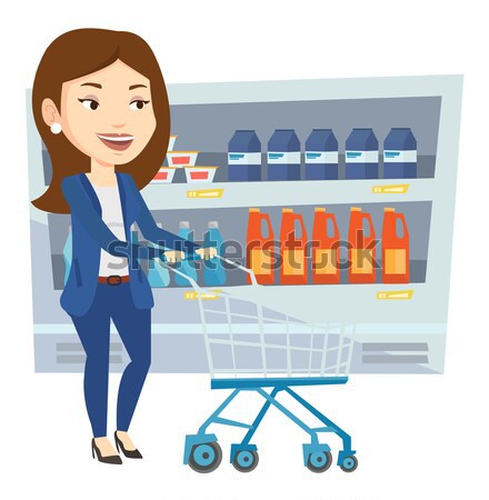 Customer with shopping cart vector illustration. Stock photo © RAStudio