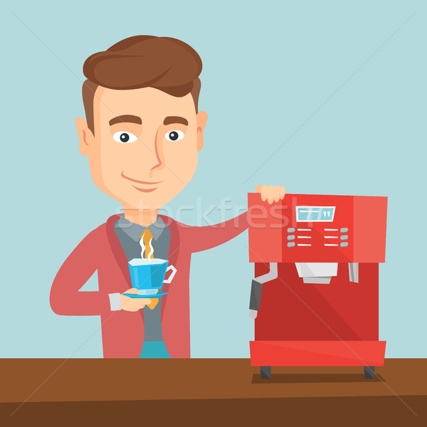 Man making coffee vector illustration. Stock photo © RAStudio
