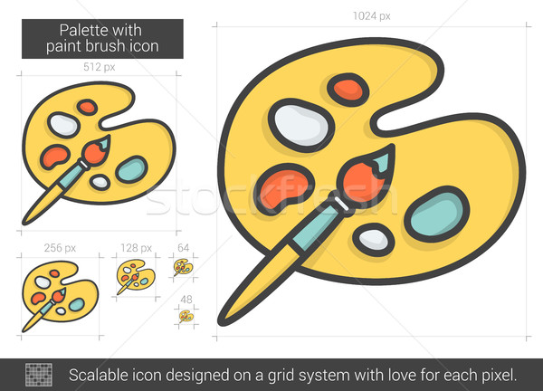 Palette with paint brush line icon. Stock photo © RAStudio