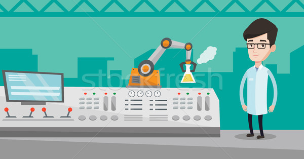 Scientist and robotic arm conducting experiments. Stock photo © RAStudio
