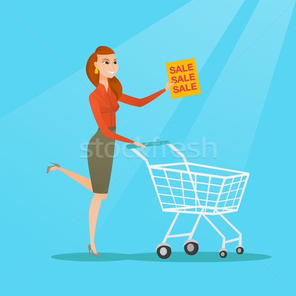 Woman running in a hurry to the store on sale. Stock photo © RAStudio