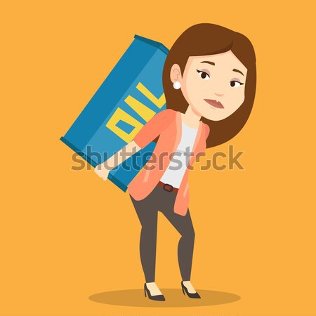 Woman carrying oil barrel vector illustration. Stock photo © RAStudio