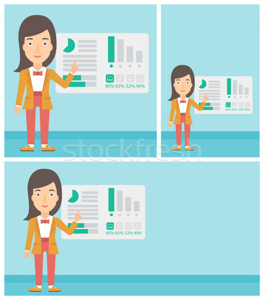 Kobieta interesu działalności prezentacji business woman wskazując Zdjęcia stock © RAStudio