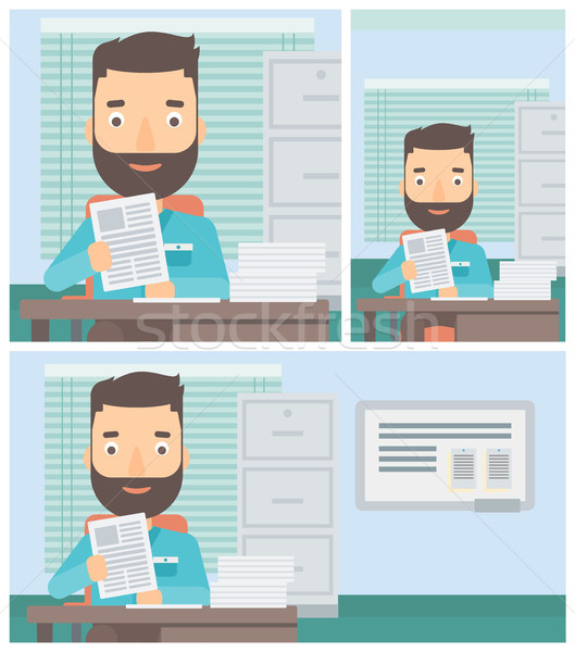 HR manager checking files vector illustration. Stock photo © RAStudio
