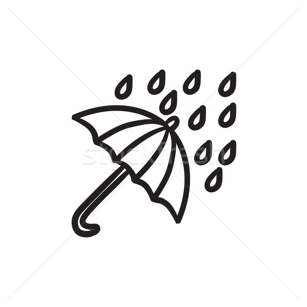 Rain and umbrella sketch icon. Stock photo © RAStudio