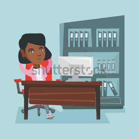 Business woman with headset working in the office. Stock photo © RAStudio