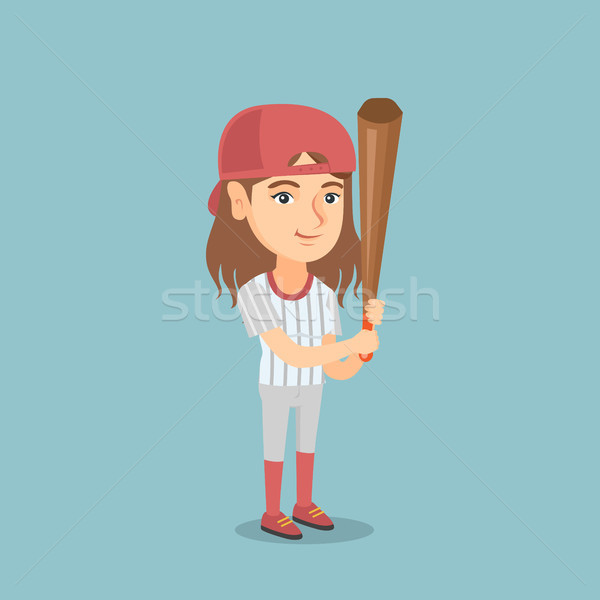 Young caucasian baseball player with a bat. Stock photo © RAStudio