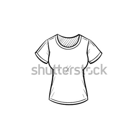 Kobieta mocno tshirt szkic ikona Zdjęcia stock © RAStudio