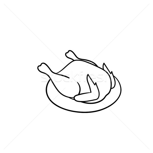 Gekocht Huhn Hand gezeichnet Skizze Symbol Gliederung Stock foto © RAStudio