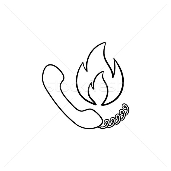 Telephone handset and fire hand drawn sketch icon. Stock photo © RAStudio
