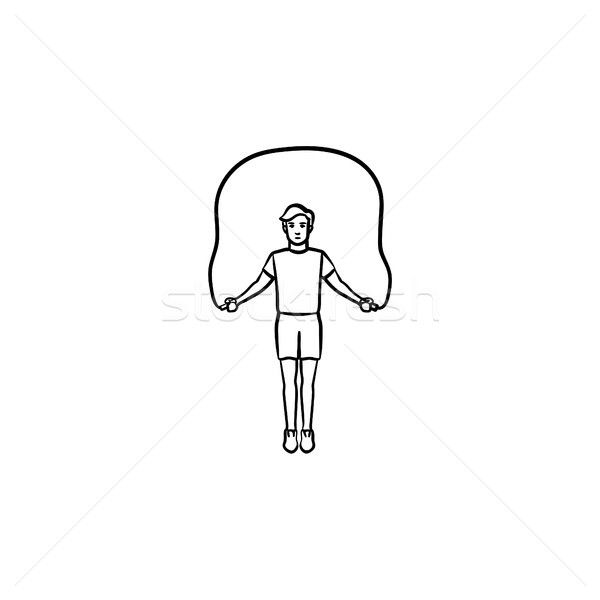 Sportsman skipping hand drawn outline doodle icon. Stock photo © RAStudio