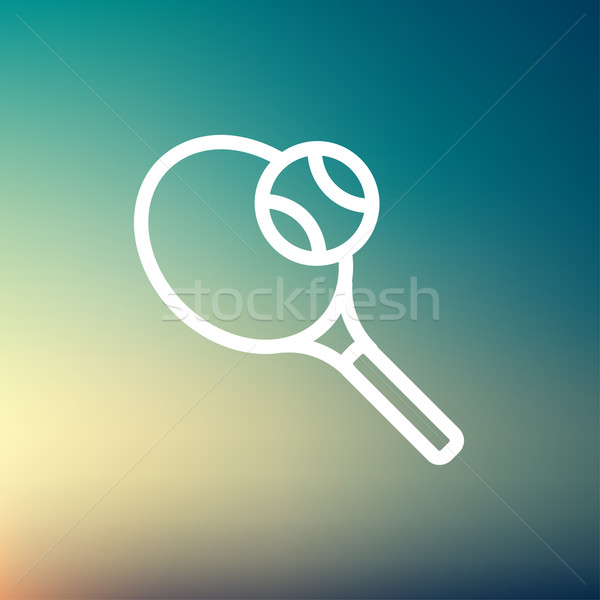 Teniszütő labda vékony vonal ikon háló Stock fotó © RAStudio