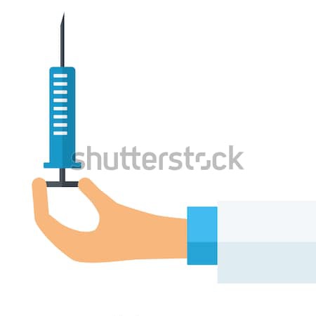 Kéz injekciós tű kék kortárs stílus vektor Stock fotó © RAStudio