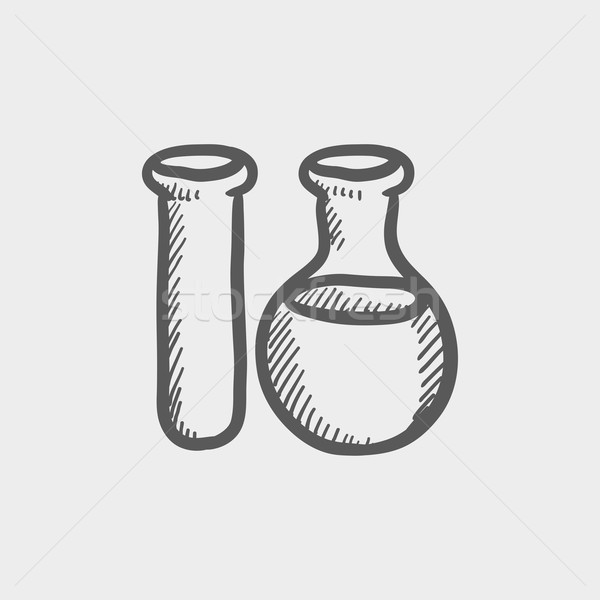 Stock photo: Test tube sketch icon
