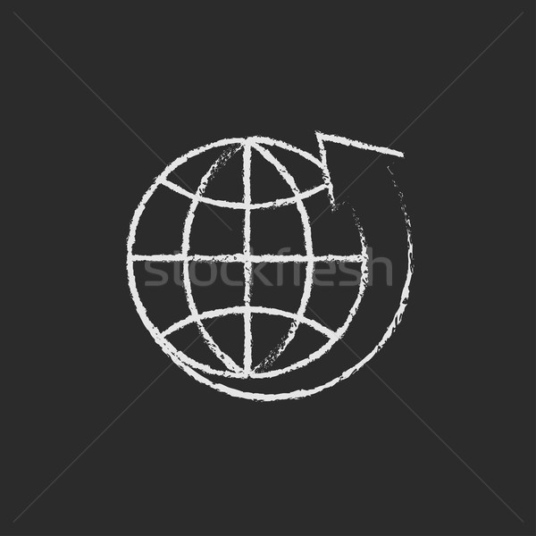  Earth and arrow around icon drawn in chalk. Stock photo © RAStudio