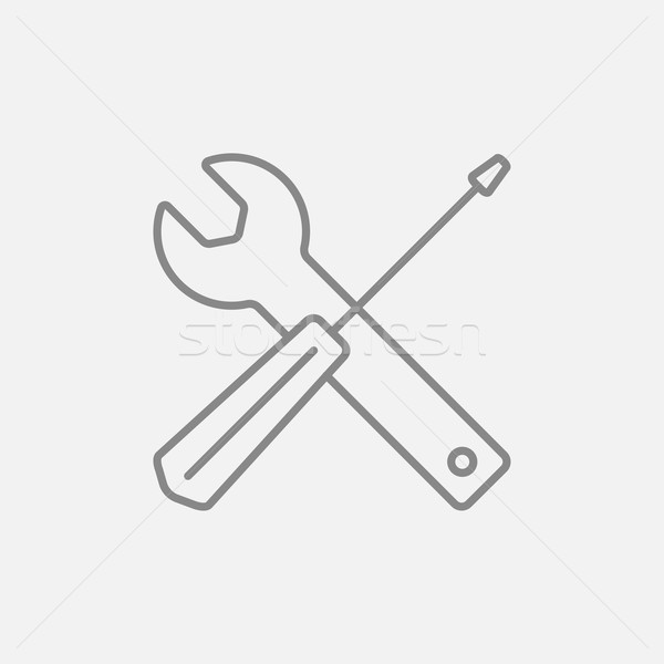 Screwdriver and wrench tools line icon. Stock photo © RAStudio