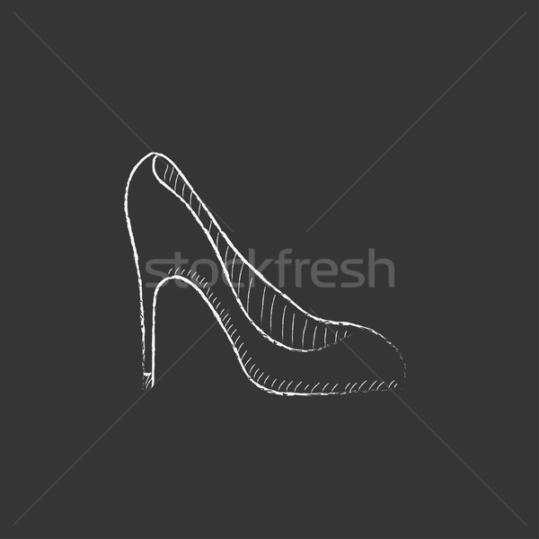 Heel shoe. Drawn in chalk icon. Stock photo © RAStudio