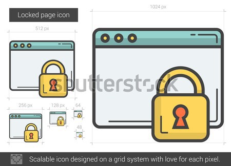 Foto stock: Trancado · página · linha · ícone · vetor · isolado