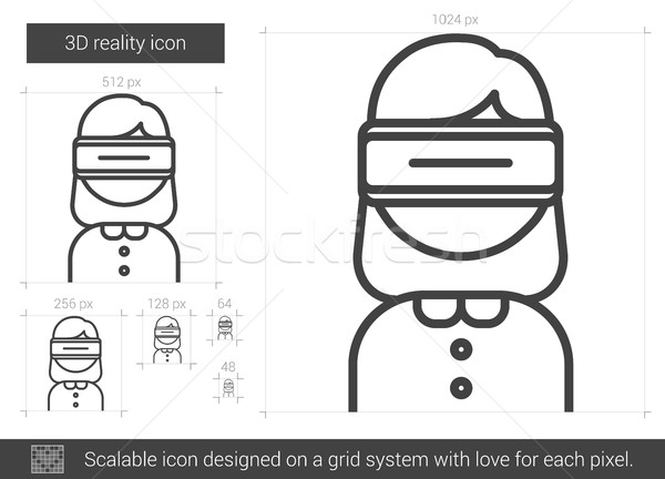 Stock photo: Three D reality line icon.