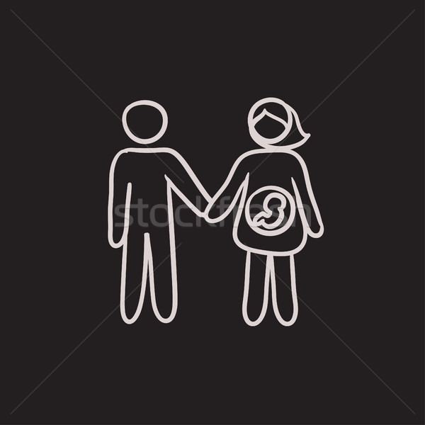 Continuous One Line Pregnant Couple In Love Expecting A Child Hand-drawn  Picture Silhouette. Single Hand Drawn Vector Illustration. Royalty Free  SVG, Cliparts, Vectors, and Stock Illustration. Image 131908357.