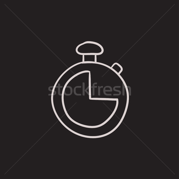 Foto stock: Cronógrafo · boceto · icono · vector · aislado · dibujado · a · mano