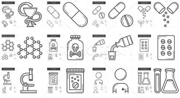 Medicine line icon set. Stock photo © RAStudio