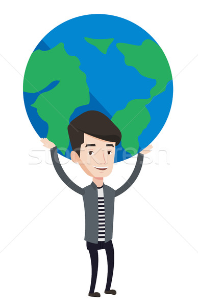 Businessman holding globe vector illustration. Stock photo © RAStudio