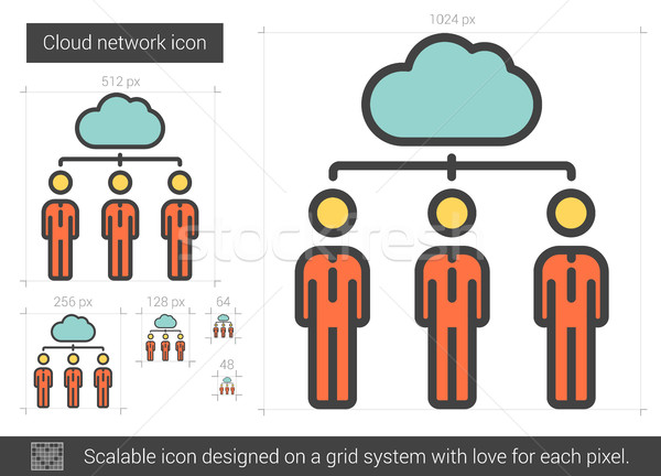 Stockfoto: Cloud-netwerk · lijn · icon · vector · geïsoleerd · witte