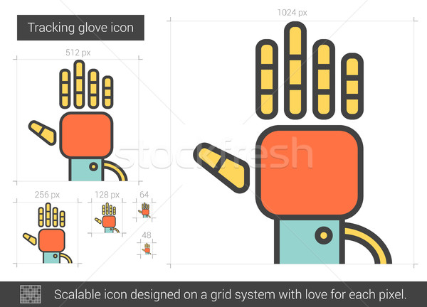 Stock photo: Tracking glove line icon.