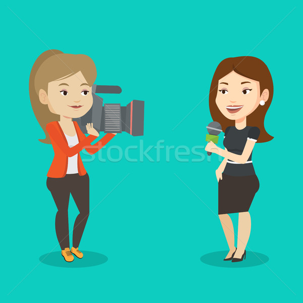 TV reporter and operator vector illustration. Stock photo © RAStudio