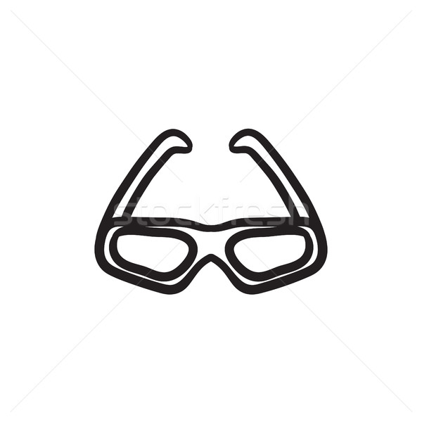 Trzy kina okulary szkic ikona wektora Zdjęcia stock © RAStudio