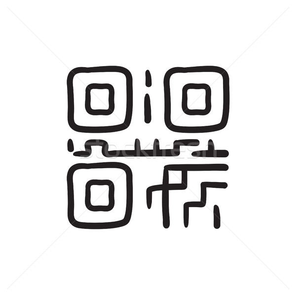 ストックフォト: Qrコード · スケッチ · アイコン · ベクトル · 孤立した · 手描き